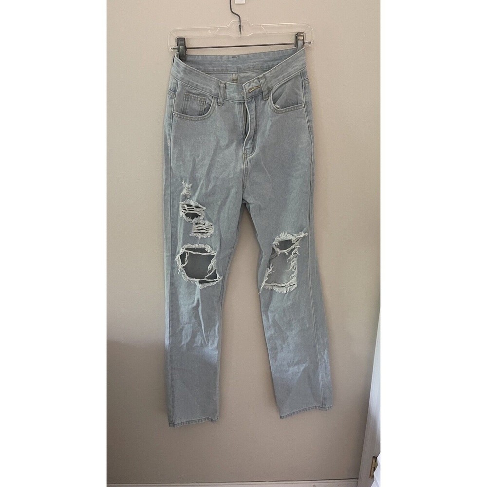 Shein high waisted jeans, distressed, light wash, size S